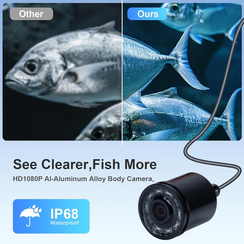 HTPREC Fish Finder Camera Real Time Underwater Fishing Camera 65ft/98ft for Rod,4.3" HD LCD Monitor&IR LED Night Vision Wide Angle Lens Line Camera for Kayak Lake Boat Ice Fishing Portable Fish Finder - Image 4